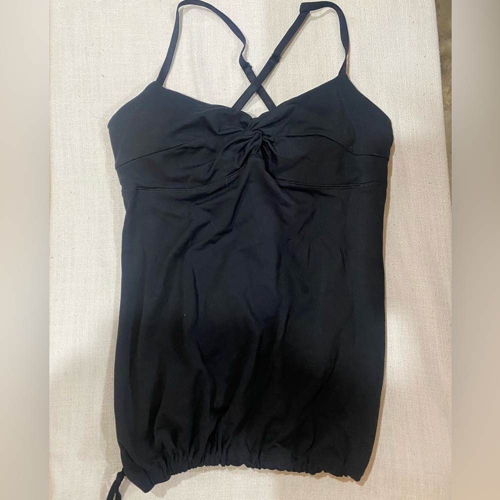 Lululemon 4 Tank Black Dance Style Cinched Waist